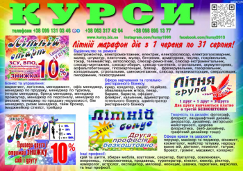 Курси кухаря, кондитера, сушиста, піццеолі, пекаря, бармена, бариста 